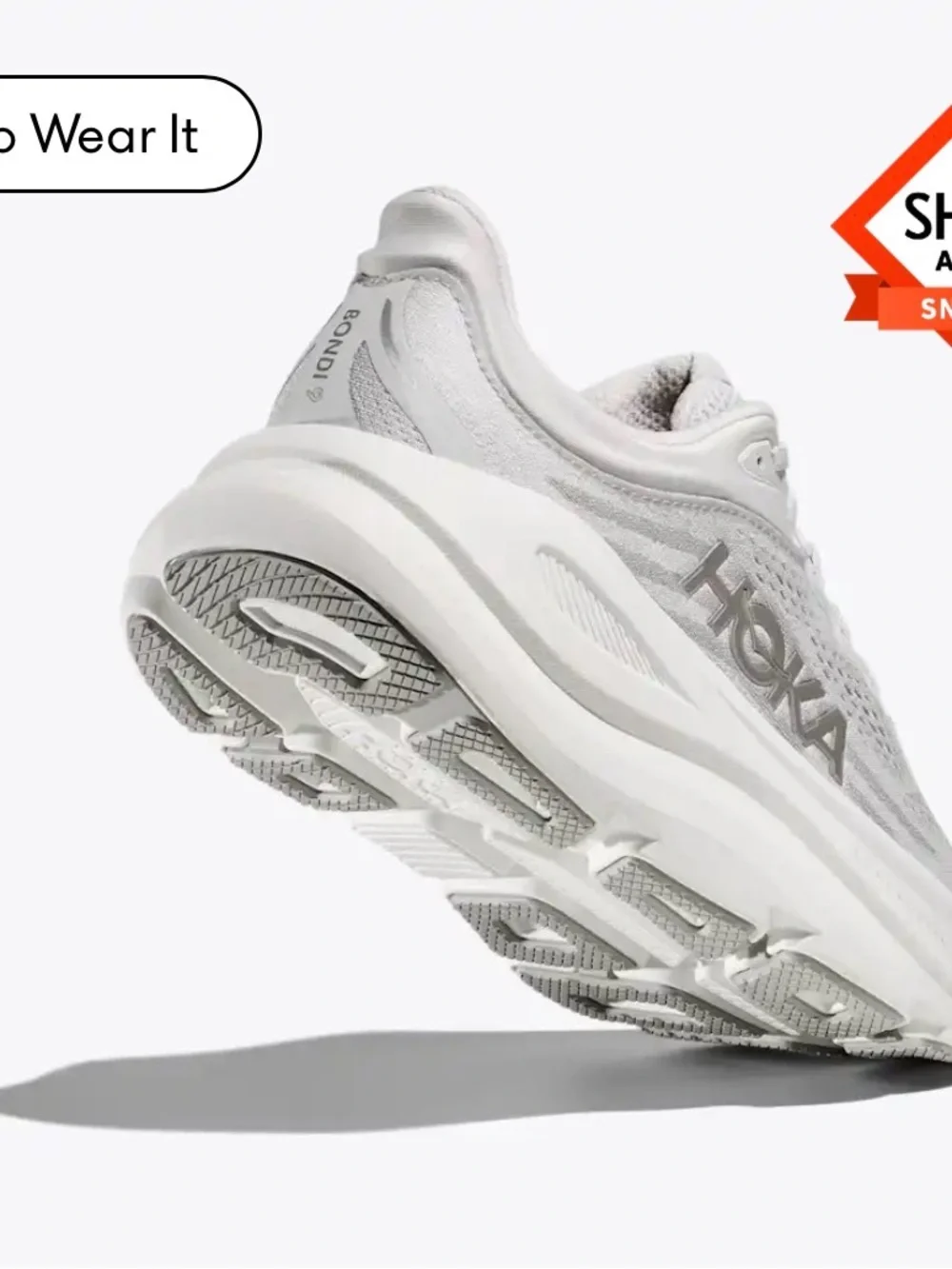 Hoka Women's White and Light Gray Running Sneaker